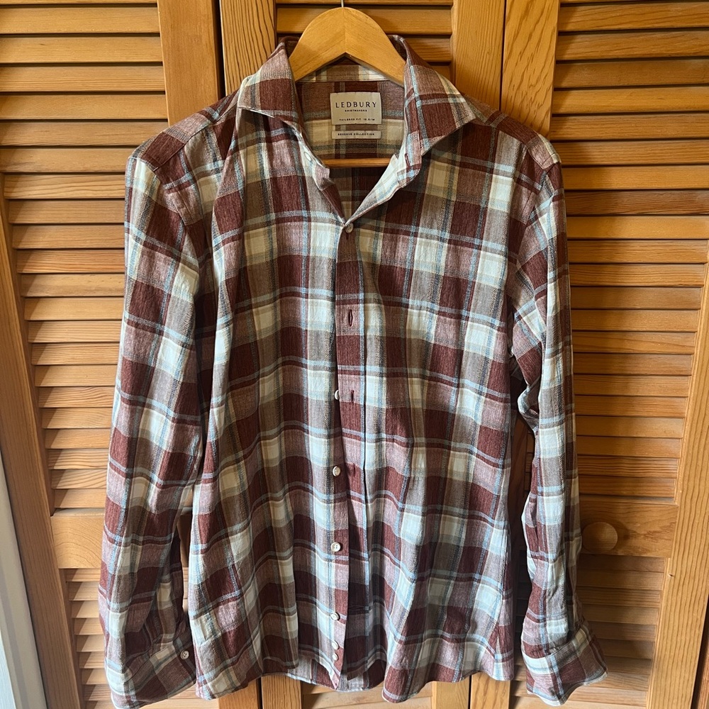 NWOT Men’s Ledbury Brick Red Dorset Plaid Shirt
